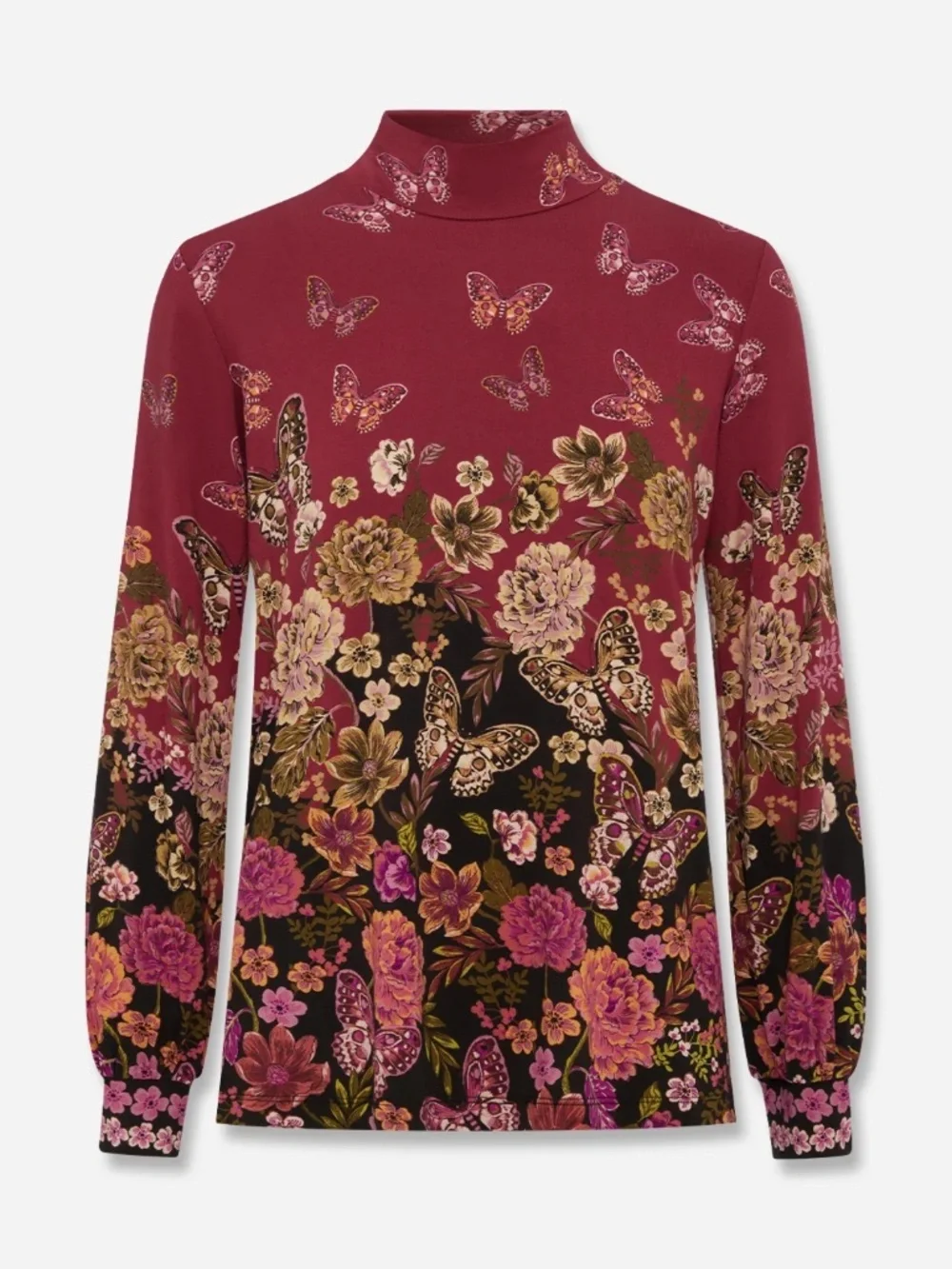 Johnny Was Janie Favorite Top Burgundy Butterfly Floral NWT R$229 Size Small